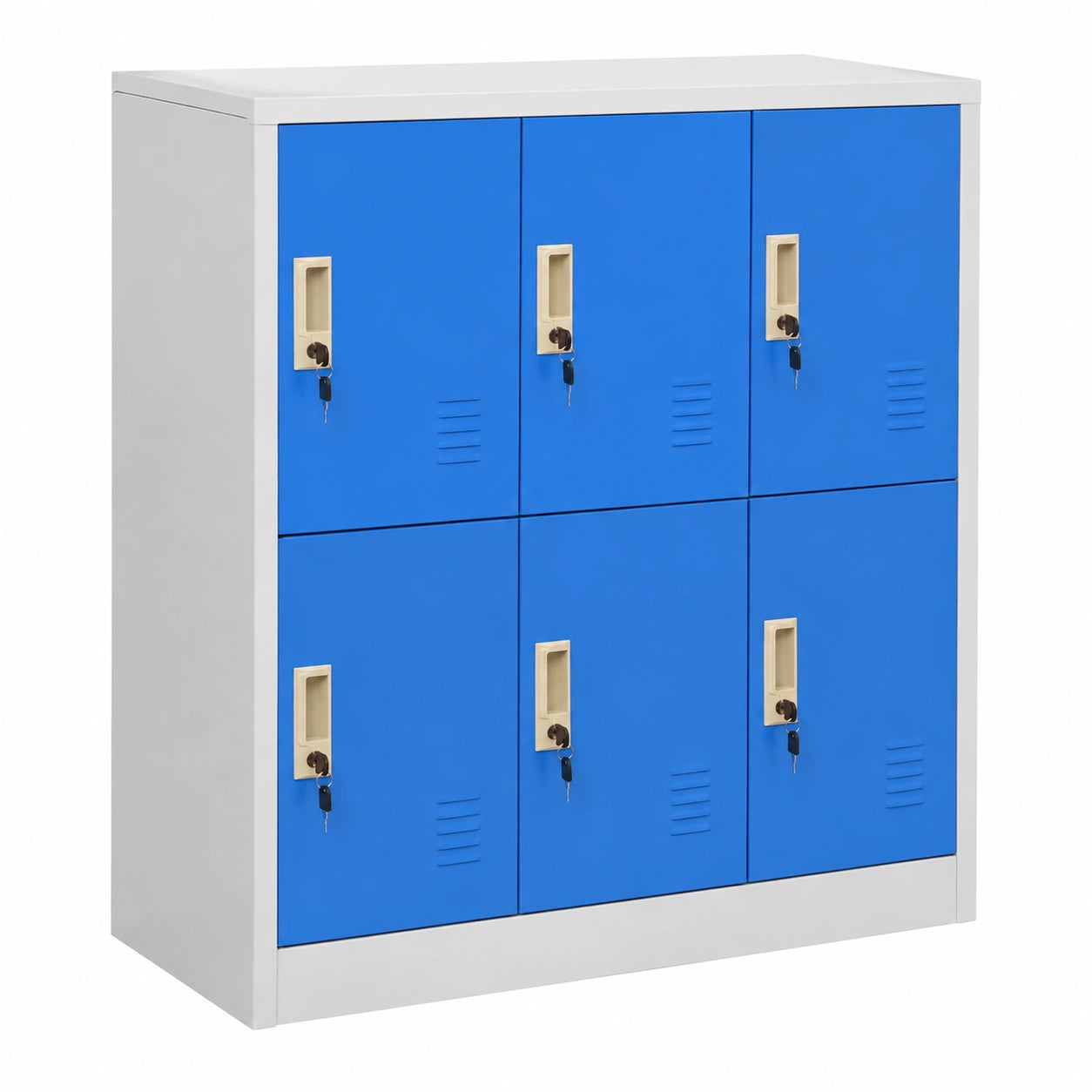 Mobiletto in Metallo con Serratura, Grigio Chiaro e Blu, 90x45x92,5 cm