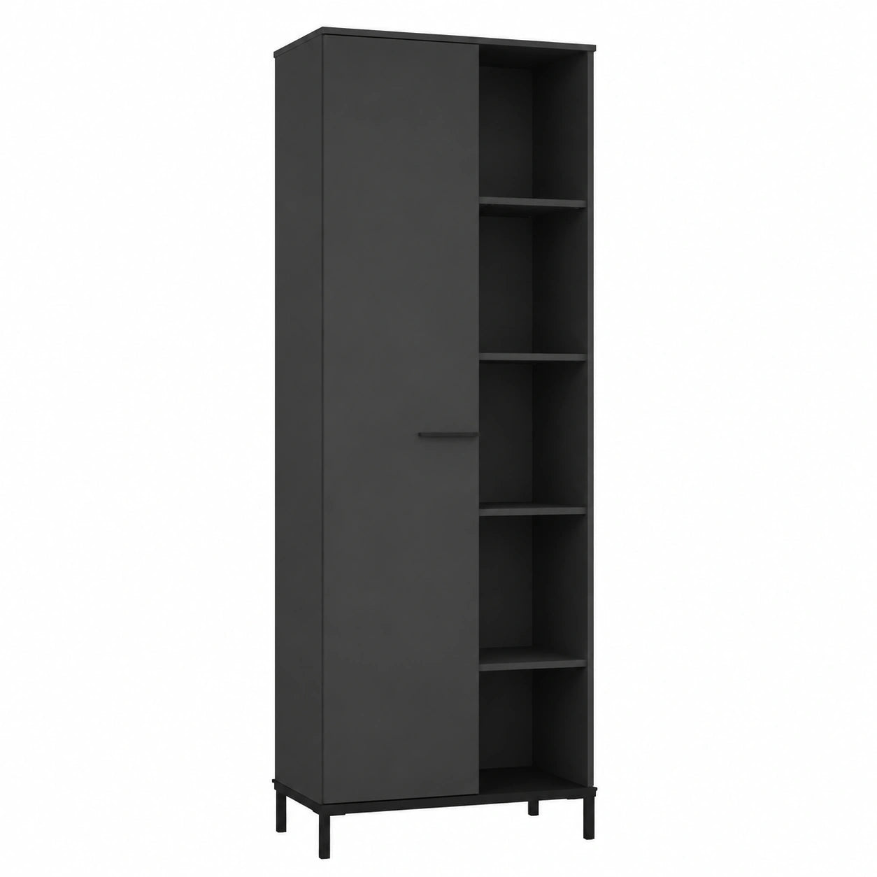 Armadio da Ufficio GW-Rovigo in Grafite con Ripiano Aperto, 64x190x34 cm