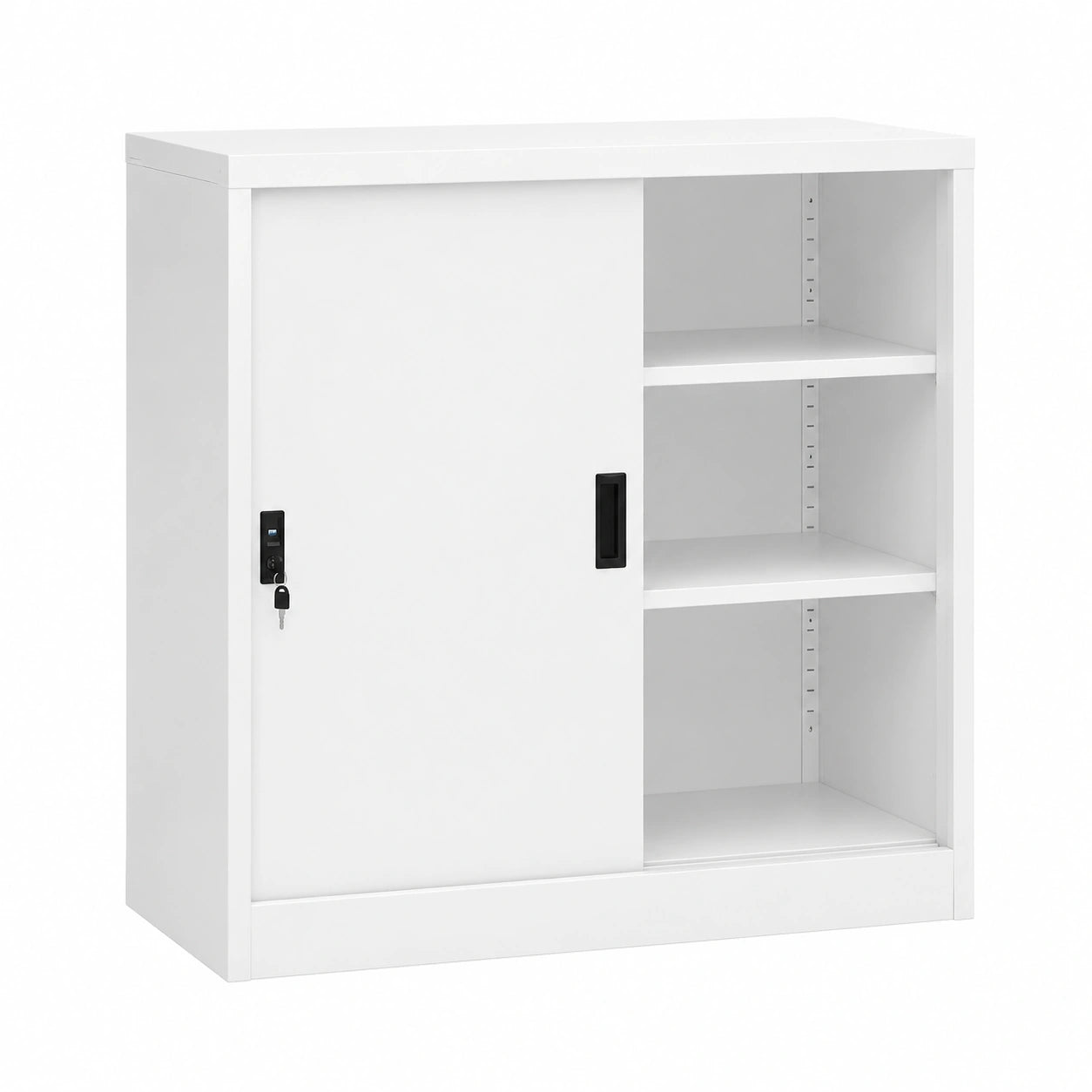 Armadio Ufficio Bianco con Ante Scorrevoli in Acciaio 90x40x90cm