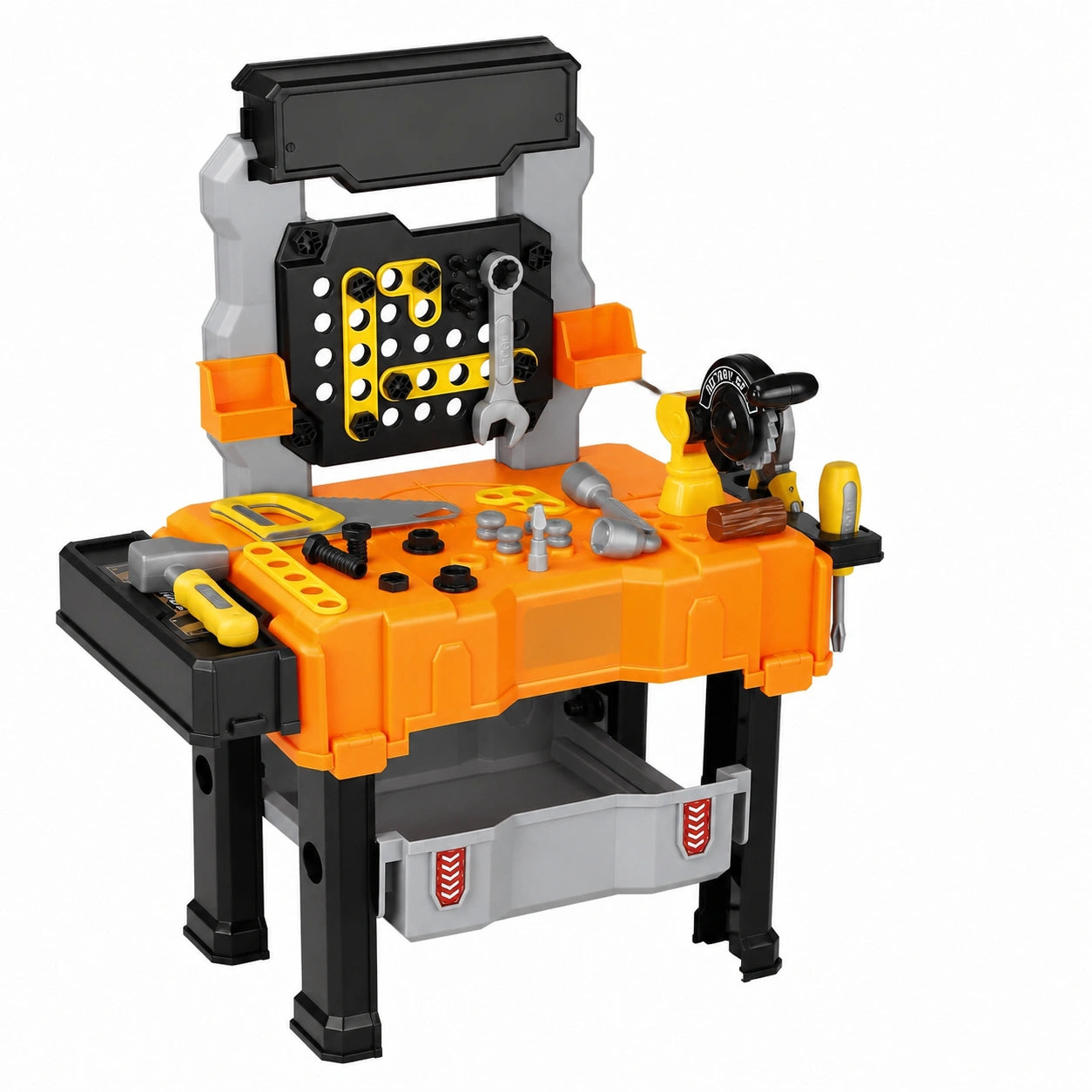 Banco da Lavoro per Bambini con Set Attrezzi e Veicolo, Gioco Educativo STEM 2-in-1 per Età 2-3 Anni