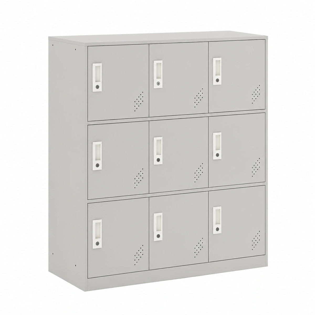Armadio con 9 Scomparti Serratura in Acciaio per Palestra Ufficio e Scuola, 100x90x40 cm, Grigio Pallido