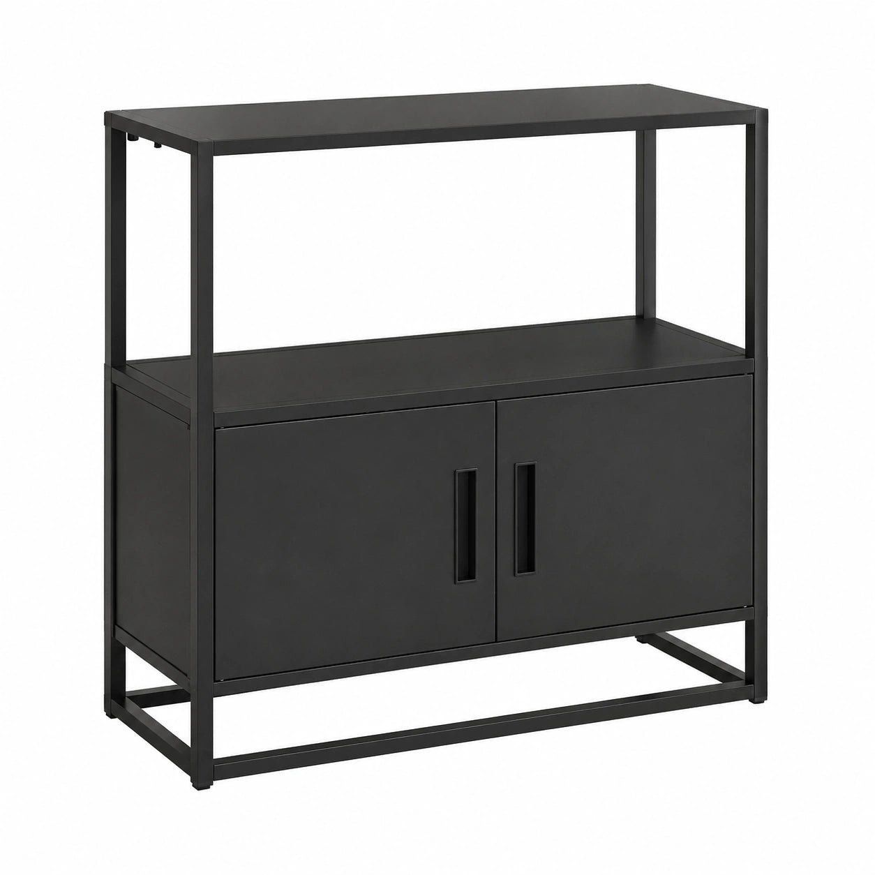 Armadio in Acciaio con Doppie Ante e Scomparti – 82x80x40 cm, Nero