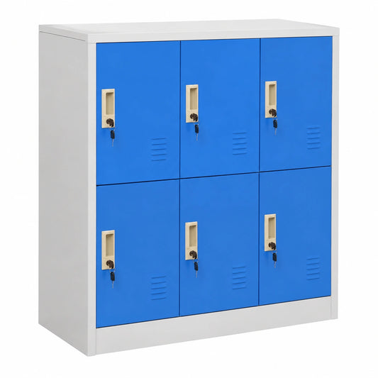 Mobiletto in Metallo con Serratura, Grigio Chiaro e Blu, 90x45x92,5 cm