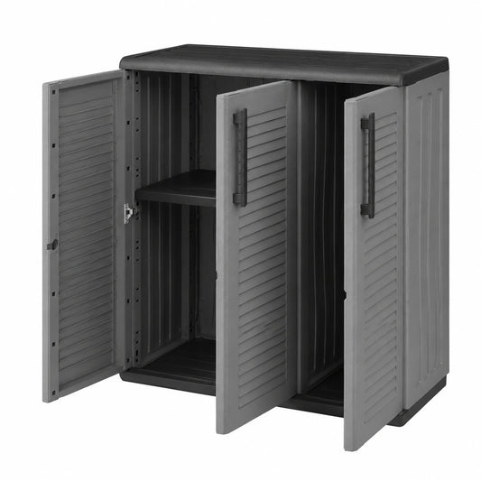 Armadio per Ufficio e Casa in PP Grigio e Nero 102x37x84 cm