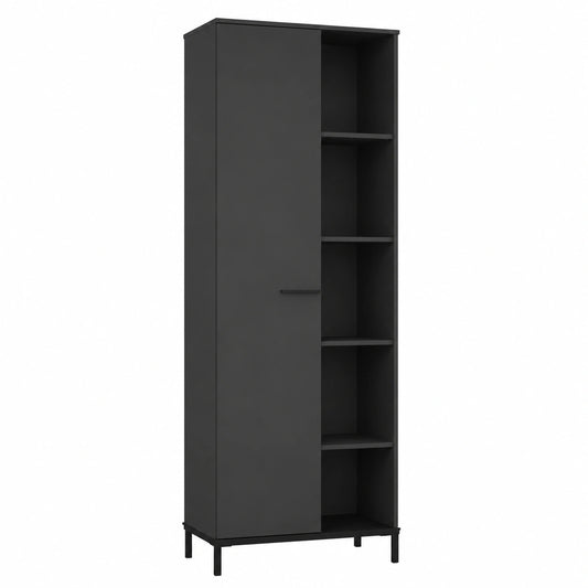 Armadio da Ufficio GW-Rovigo in Grafite con Ripiano Aperto, 64x190x34 cm