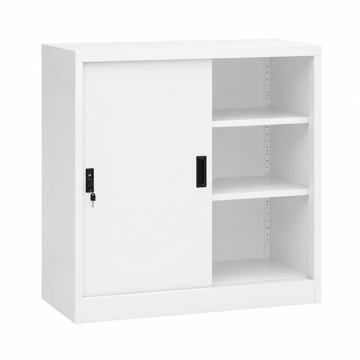 Armadio Ufficio Bianco con Ante Scorrevoli in Acciaio 90x40x90cm