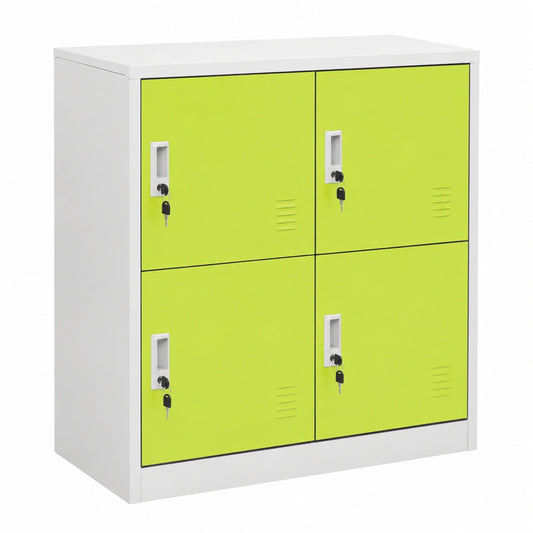 Set di 2 Armadietti Portachiavi in Acciaio Grigio Verde 90x45x92,5 cm
