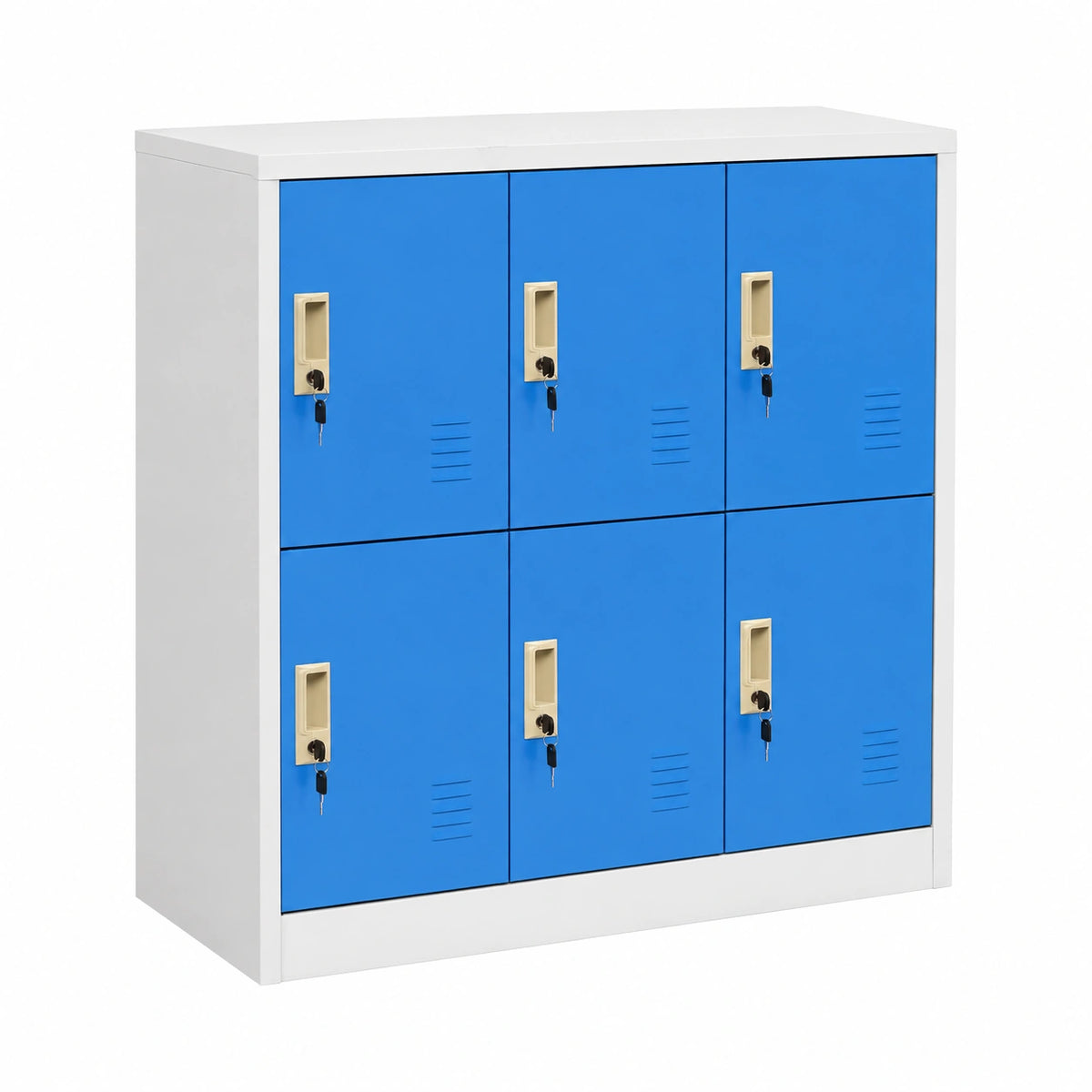 Mobile Archiviazione in Acciaio a 6 Ante, Grigio e Blu, 90x45x92,5 cm, per Ufficio e Scuola