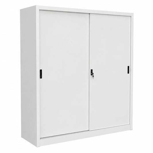 Armadio da Ufficio in Metallo con Ante Scorrevoli 150x45x200 cm