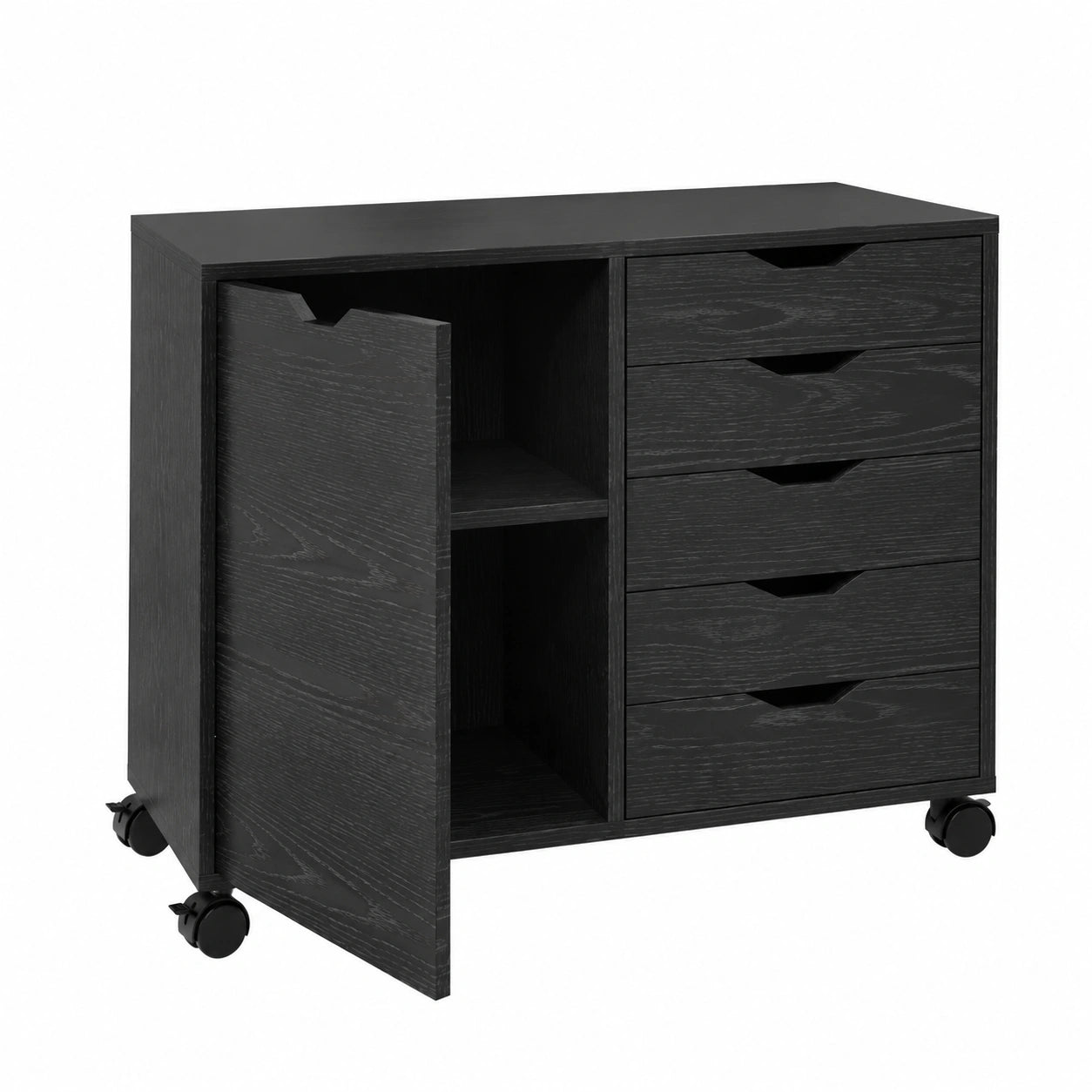 Armadio per Documenti con Piedistallo per Stampante, 78x40x60 cm, Nero
