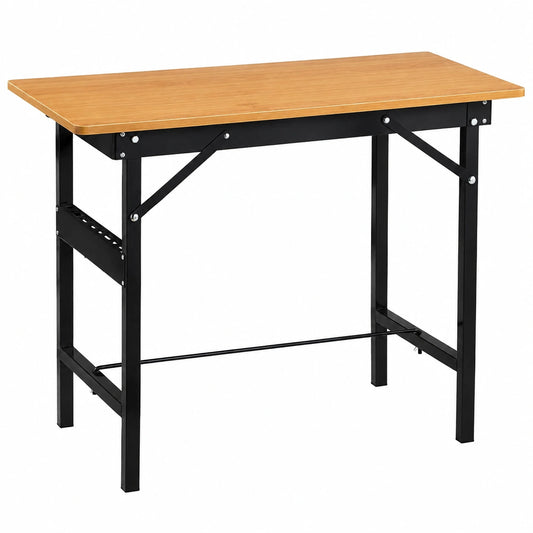 Tavolo da Lavoro Pieghevole con Accessori, Capacità 100 kg, 76x100x60cm, Colore Naturale/Nero