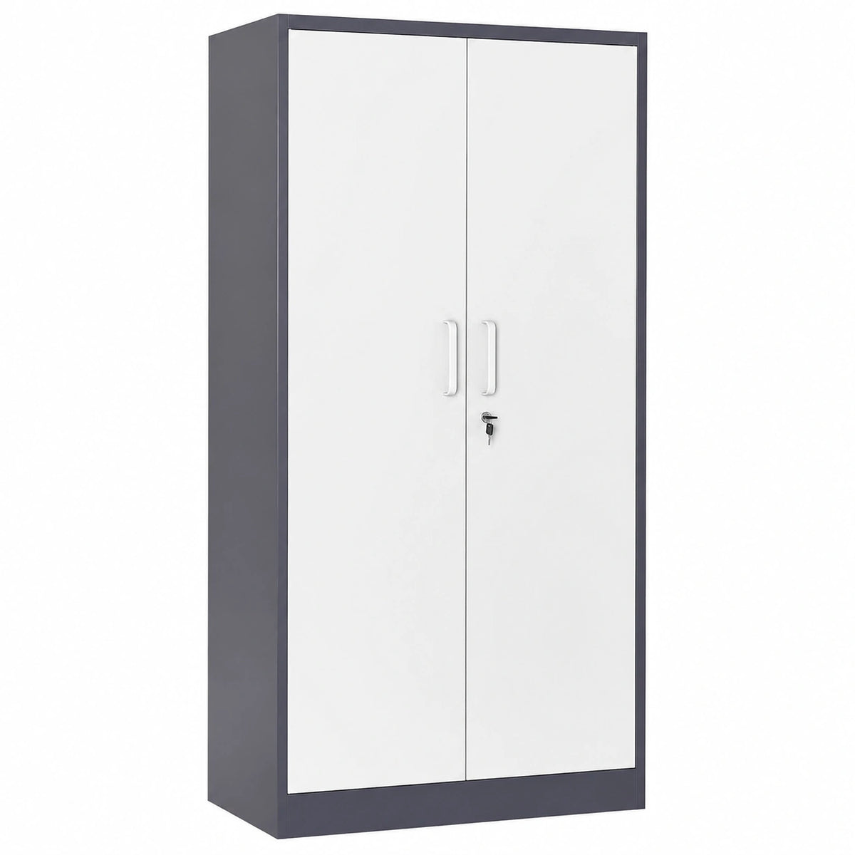 Armadio in Metallo Grigio con Serratura e Ripiani Regolabili, 5 Ripiani, L78 x P39 x A170 cm