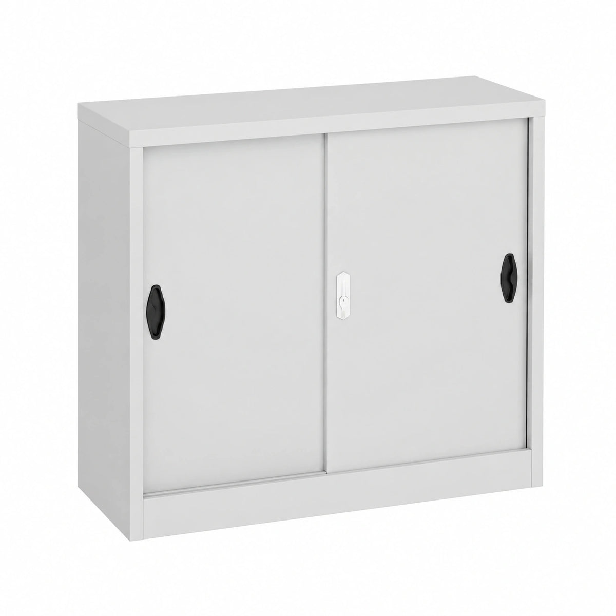 Armadietto Ufficio in Acciaio con Serratura, Ante Scorrevoli, Ripiano Regolabile, 90x40x90 cm, Grigio Chiaro
