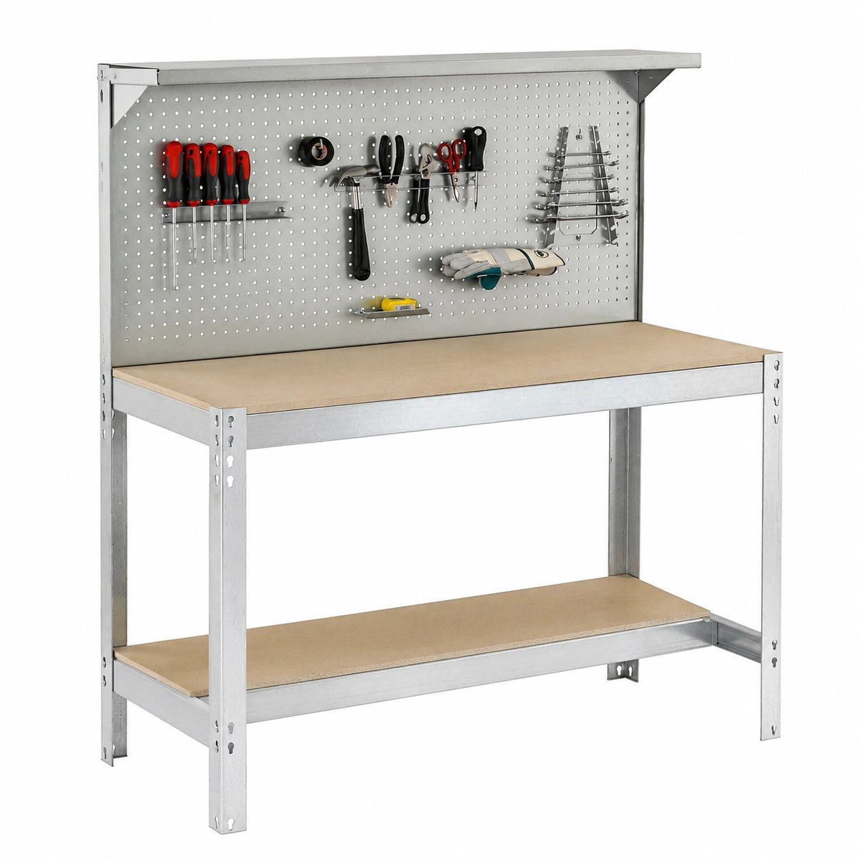 Banco da Lavoro Simon Rack per Officina 400 kg 1445x910x610 mm Zincato/Legno