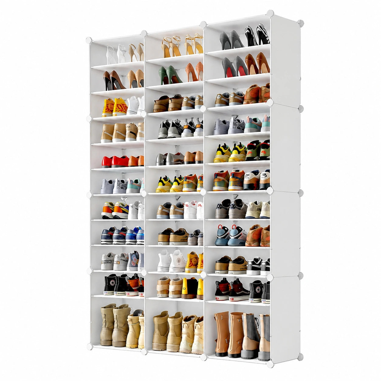 Scarpiera Modular per 72 Paia, Grande Armadio per Scarpe, Mensole Alte per Casa, Bianco (122x30,5x183 cm)