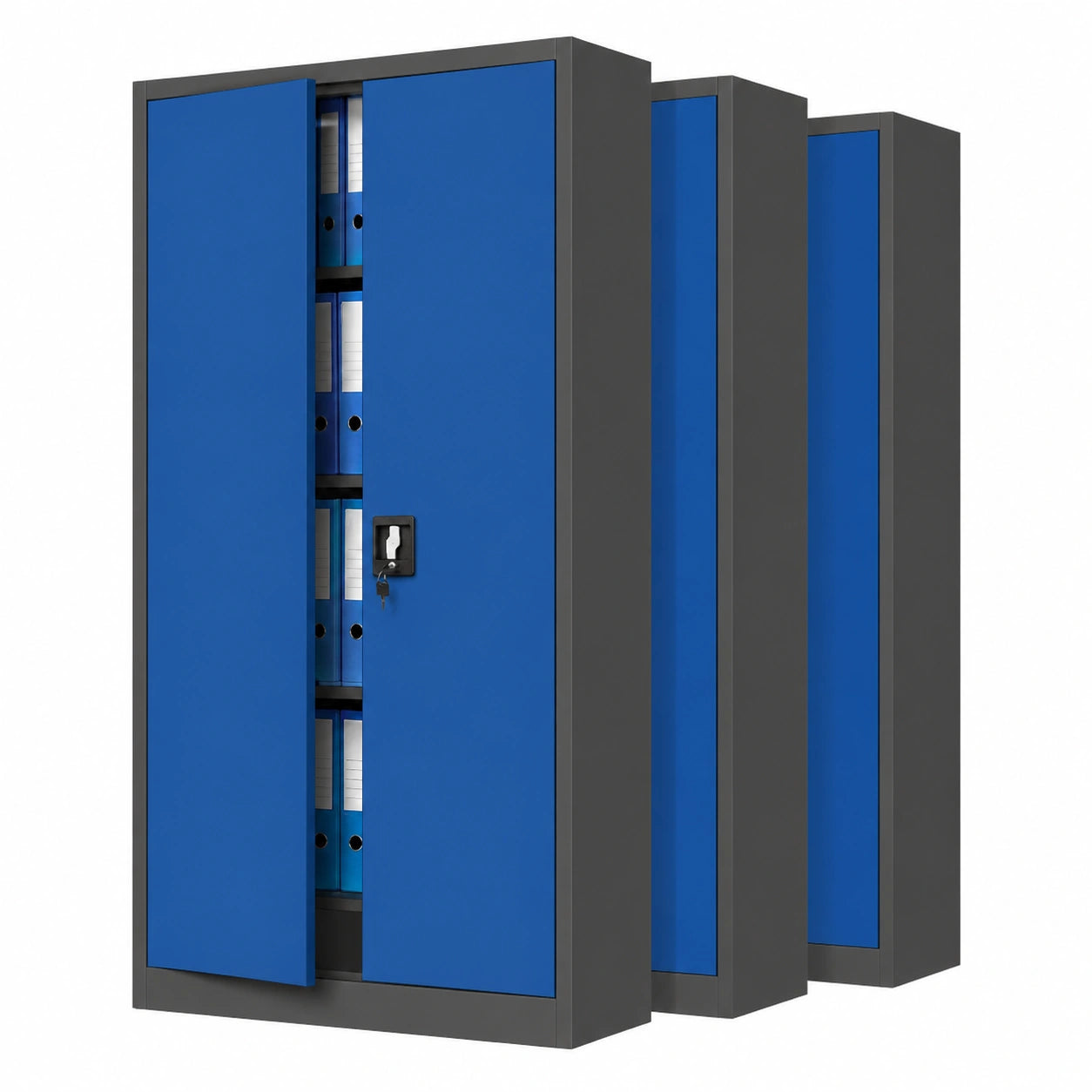 Set di Armadi Metallo per Ufficio con Serratura, 185x90x40 cm, Antracite-Blu