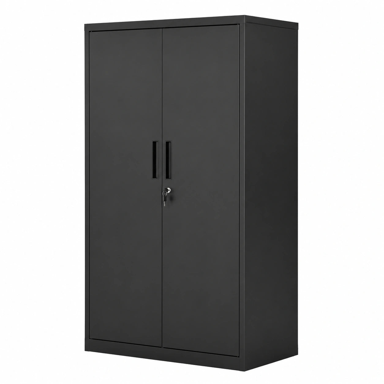 Armadio per Documenti in Metallo con Serratura e Ripiani Regolabili, 2 Ante, 80x40x140 cm, Nero Opaco
