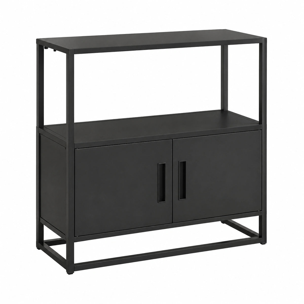 Armadio in Acciaio con Doppie Ante e Scomparti – 82x80x40 cm, Nero