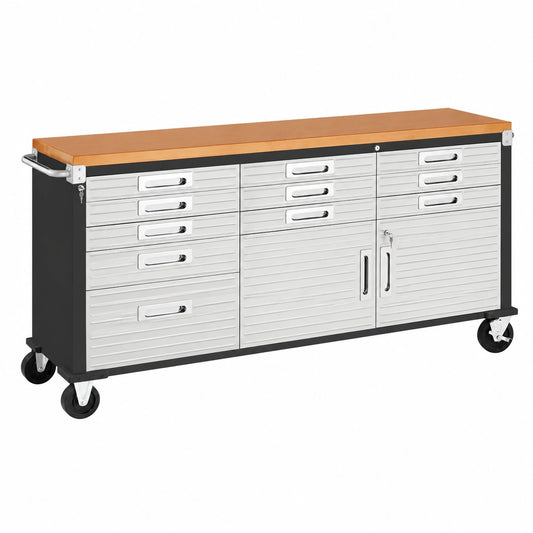 Carrello da Lavoro Mobile UltraHD con 11 Cassetti per Garage e Ufficio, 183x51x95 cm, Finitura Grafite